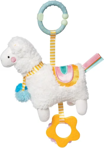Vista 11 de Manhattan Toy Libro de actividades suave con temática de llama para bebés con chirriador, papel arrugado y espejo seguro para bebés, pequeño