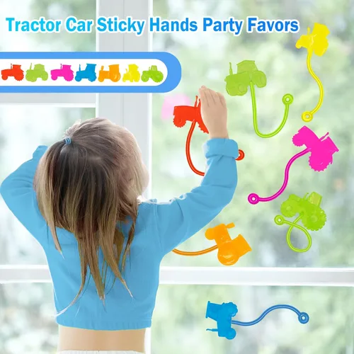Vista 3 de Sticky Hands a Granel 36 Piezas Favores de Fiesta de Tractores y Autos para Niños Juguetes de Mano Pegajosa Elástica con Forma de Tractores Rellenos