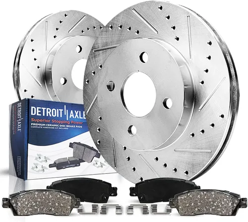 Vista 10 de Detroit Axle - Rotores de freno perforados traseros + repuesto de pinza de freno de disco trasera izquierda para Acura TL Honda Element - Juego de 3