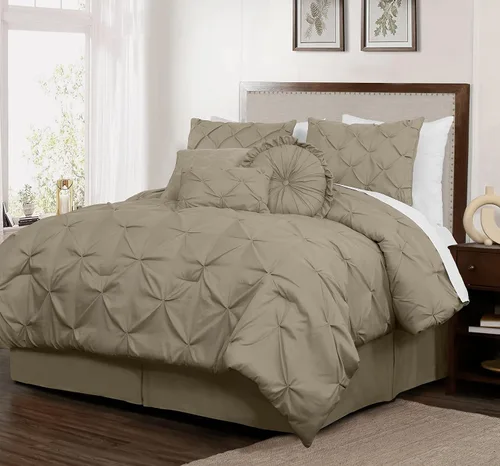 Vista 24 de Chezmoi Collection - Juego de ropa de cama modelo Sydney, 7 piezas, con pliegues decorativos