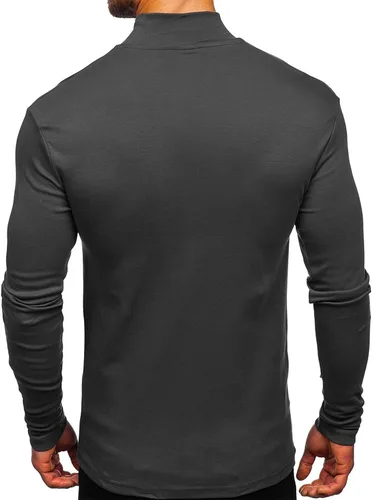 Vista 2 de Rela Bota Suéter de manga larga con cuello alto para hombre, diseño básico, elástico, ajustado