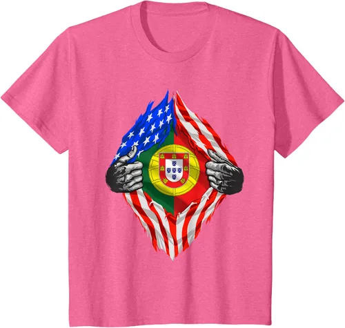 Vista 51 de Camiseta de bandera de Estados Unidos con diseño de raíces portuguesas, Negro, S