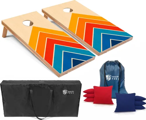 Vista 15 de Tailgating Pros Tablas de Cornhole de 4 x 2 pies, tamaño reglamentario oficial, juego de cornhole de diseño de madera con 8 bolsas de frijol, funda