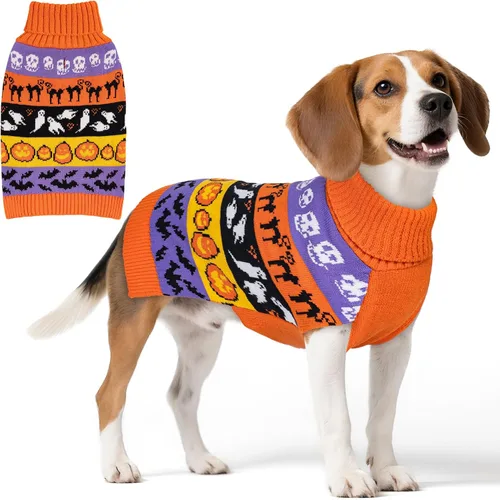 Vista 15 de KYEESE Suéter de Navidad para Perro, Suéter Cálido de Cuello de Tortuga para Perros Pequeños Macho y Hembra con Patrón de Copo de Nieve y Reno, Ropa
