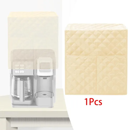 Vista 7 de KLKCMS Cubierta para máquina de café, Funda protectora acolchada para máquina de café, Cubiertas para electrodomésticos de cocina, beige