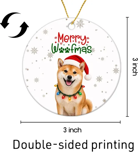 Vista 2 de Shiba Inu Gifts - Adornos navideños de cerámica para árbol y auto