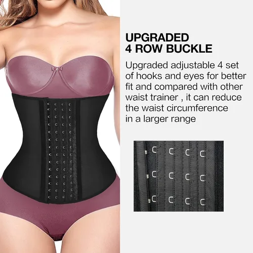 Vista 3 de SHAPERX Latex Waist Trainer for Women 4 Hooks Waist Cincher Corset Hourglass Body Shaper Girdle
