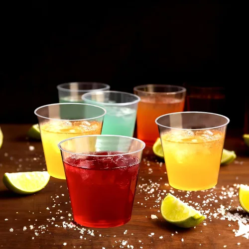 Vista 2 de Byvivace - 1000 vasos de chupito de plástico duro transparente de 1 onza, mini vasos de chupito para tequila, whisky, vodka y licor, taza pequeña