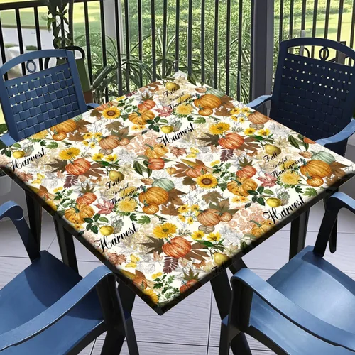 Vista 53 de Mantel redondo ajustable con mantel elástico para exteriores, manteles elásticos redondos para mesas, manteles impermeables y lavables