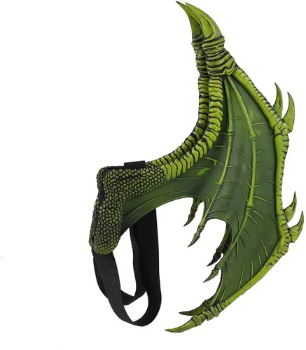 Vista 4 de XIANIWTA Disfraz de alas de dragón para niños conjunto de máscara de cola de dinosaurio disfraz de cosplay
