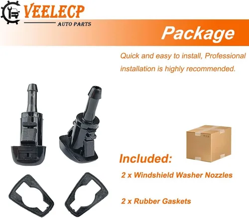 Vista 6 de Kit de 2 pulverizadores de boquilla para limpiaparabrisas compatibles con Cirrus 2007-2010, Patriot 2007-2010, carga 2006-2010, Ram 2011-2021