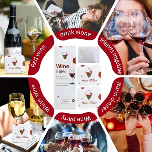 Vista 8 de Filtros de vino – Paquete de 12 purificadores de vino que elimina histaminas y sulfitos, puede reducir y aliviar alergias y sensibilidades al vino