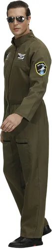 Vista 3 de Disfraz de piloto para hombre, trajes de vuelo para adultos, overol de piloto para hombre, disfraz de la fuerza aérea