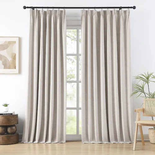Vista 2 de RAIN CITY 2 paneles de cortinas extra anchas de 96 pulgadas de largo, de Beige