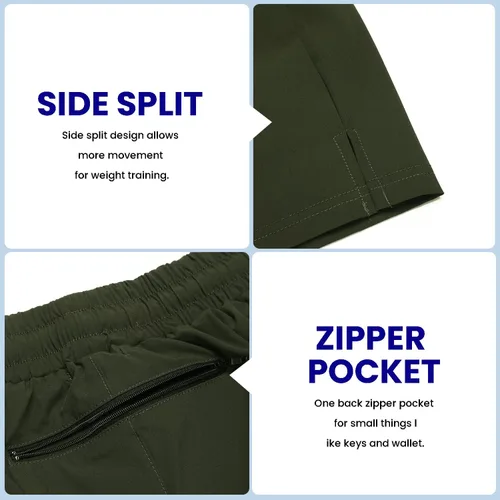 Vista 6 de COOFANDY - Paquete de 2 pantalones cortos de entrenamiento para hombre, diseño con bolsillos, de secado rápido, para fisicoculturismo, levantamiento