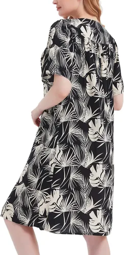 Vista 5 de Vestido de casa para mujer, camisones de algodón con botones y bolsillos, S-XXL