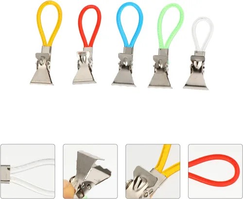 Vista 7 de Cabilock Ganchos para toallas de baño, 20 unidades, clips de cuerda de color metálico, clips para toallas para cocina y baño