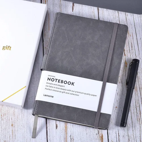 Vista 7 de Lemome Cuaderno Clásico Grueso con Presilla para Bolígrafo - Cuaderno de Escritura A5 Rayado Universitario de Tapa Dura con Bolsillo + Separadores