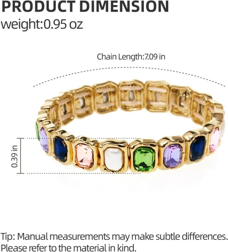 Vista 5 de hopmiss Baroque Pearl Stretch Bracelet with Faceted Rhinestone Cabochon, Luxury Molten Casting Texture Bracelet with Colored Gemstones for Women
