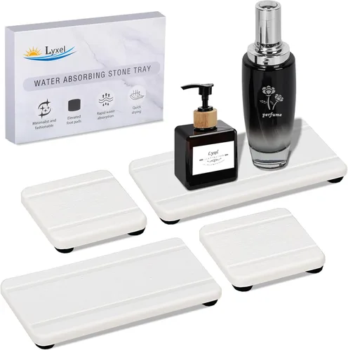 Vista 11 de Bandeja de piedra absorbente de agua para fregadero, bandeja de fregadero de piedra de secado rápido, bandejas de diatomita absorbentes de agua