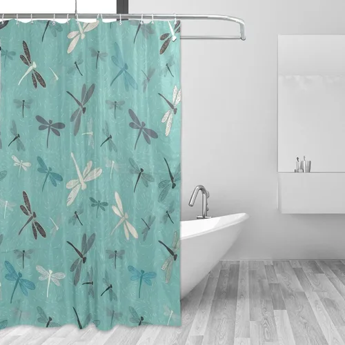 Vista 38 de MNSRUU Fabric Shower Curtain, Flowers and Butterflies Pink Waterproof Polyester Curtains with Hooks for Home Bathroom Decorative