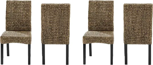 Vista 5 de Crosley Furniture Edgewater - Juego de 4 sillas de comedor de ratán de fibra natural tejidas a mano, color hierba marina