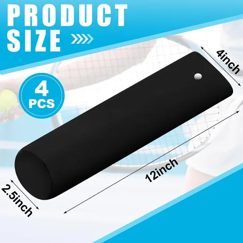 Vista 3 de Blueweenly 4 fundas para mango de raqueta de tenis, cubierta de agarre de raqueta de tenis, mango protector extraíble antideslizante de lona