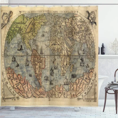 Vista 9 de Ambesonne set de cortina para baño decorativa de tela de poliéster con ganchos