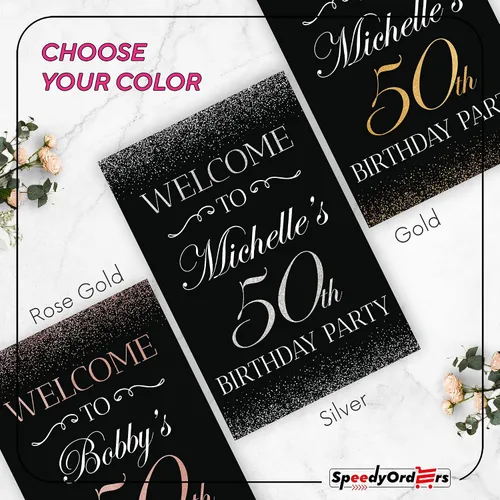 Vista 7 de Cartel personalizado para fiesta de bienvenida de 50 aniversario, 50 cumpleaños, 23.6 x 17.7 in, 35.8 x 23.6 in, 18.9 x 14.2 in, cartel