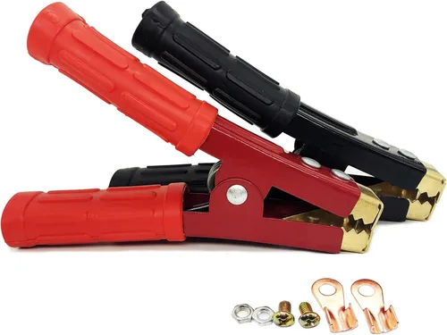Vista 11 de 4 piezas de abrazaderas de cable de puente Abrazaderas de batería de cocodrilo de cobre puro 100A-500A Abrazaderas de cargador de batería de coche