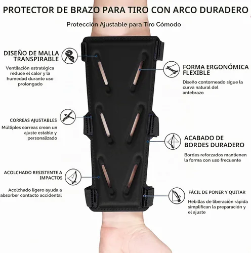 Vista 2 de Protector de Brazo de Tiro con Arco Ajustable Protector de 3 Correas Accesorio Ligero de Caza Tiro al Blanco Adulto Unisex Protectores de Brazo