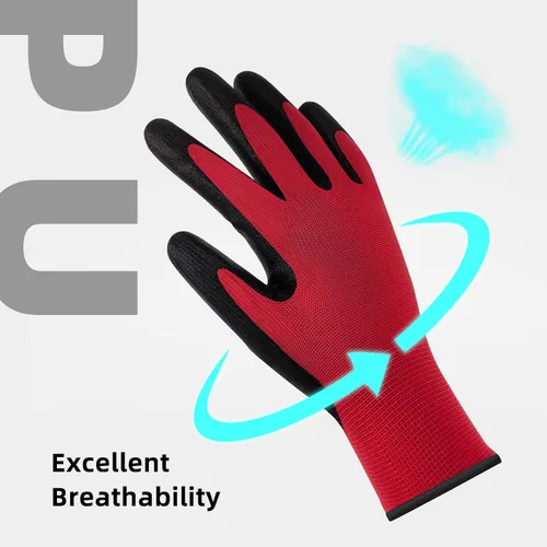 Vista 2 de MIG4U Guantes de poliuretano – Guante ultrafino recubierto de palma de poliuretano – Excelente agarre guante de trabajo de seguridad ideal