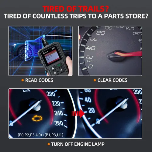 Vista 4 de LAUNCH Creader 3001 OBD2 escáner - Actualización 2025 Ver. lector de código de falla del motor, compatible con sensor O2, actualización gratuita