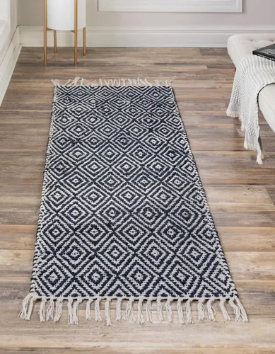 Vista 10 de Unique Loom Alfombra trenzada de la colección de yute - Assam (1' 2" x 6' 1", camino de mesa, negro/natural)