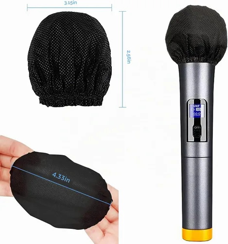 Vista 4 de SUNPRO 100 fundas desechables para micrófono, parabrisas sanitario no tejido para micrófono con banda de alta elasticidad, filtro pop acústicamente
