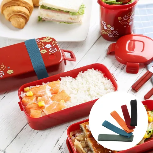 Vista 6 de NOLITOY Cinturón elástico para lonchera, bandas elásticas de doble capa, correas de fijación de nailon, correa elástica ajustable para picnic