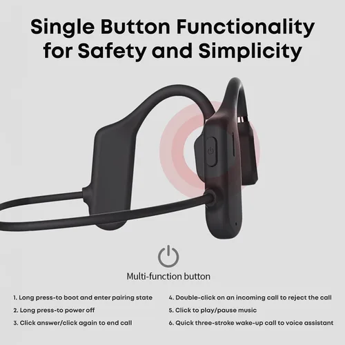 Vista 4 de Inductivv - Auriculares de conducción ósea con sonido Revv, auriculares abiertos inalámbricos Bluetooth para correr con micrófono, IP56