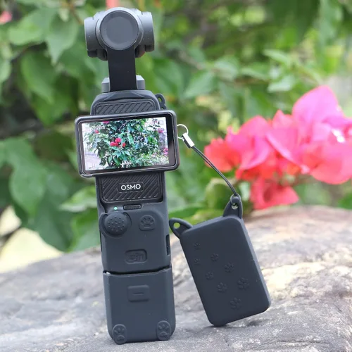 Vista 6 de PCTC Pocket 3 Funda protectora de silicona resistente a los arañazos, a prueba de golpes, piel de cuerpo completo con protector de lente, diseño