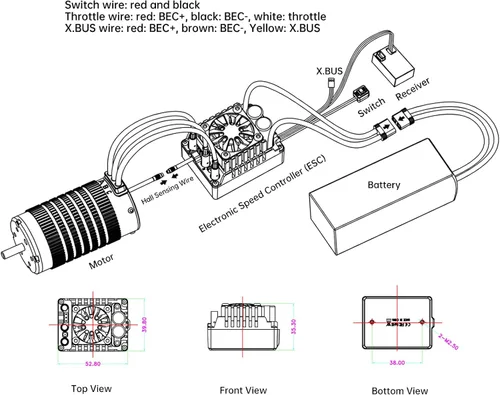 Vista 2 de XC E10 Sensored ESC sin escobillas para 1/10 RC Car,2-4S 140A Programación de aplicaciones Bluetooth, 6.0V/7.4V/8.4V BEC, Turbo Timing, protección