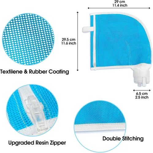 Vista 4 de 360 bolsas de hojas para limpiar piscinas con cremallera de mayor capacidad 9-100-1012 - Red de repuesto compatible con Zodiac Polaris 360 380