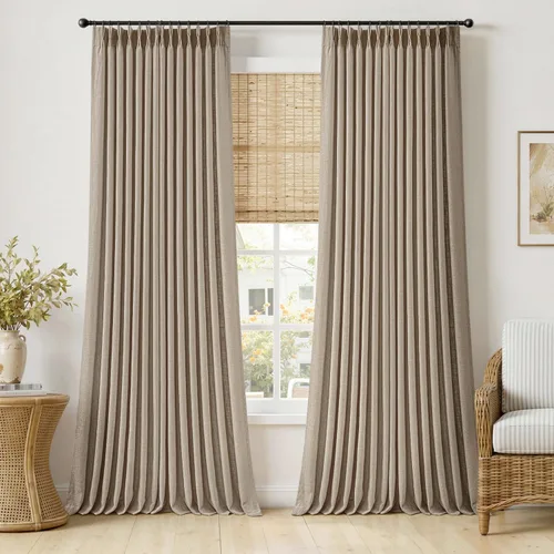 Vista 39 de MIULEE Cortinas de lino gruesas con pinzas plegadas de 96 pulgadas de largo, 2 paneles para sala de estar y dormitorio, cortinas de ventana Natural