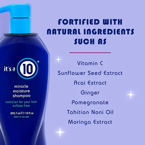 Vista 3 de It's a 10 Haircare Miracle Moisture Champú, 10 onzas líquidas (paquete de 3)