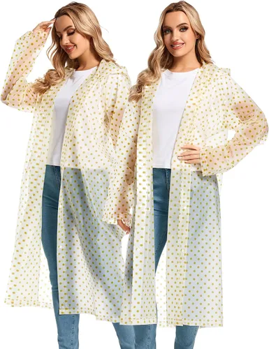 Vista 100 de 2 abrigos de lluvia de Borogo para adultos, chaquetas de lluvia reutilizables para hombres y mujeres