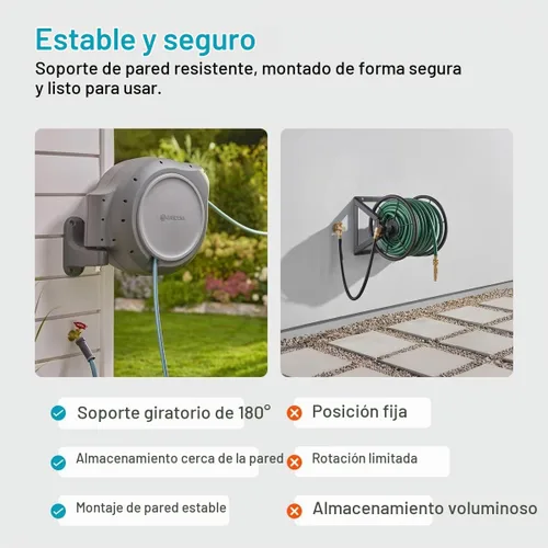 Vista 3 de GARDENA Carrete retráctil para manguera de jardín, 100 pies, carrete