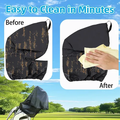 Vista 4 de Bolsa de golf mejorada con capucha impermeable para bolsa de golf, cubierta de lluvia para bolsas de club de golf, se adapta a casi todas las bolsas