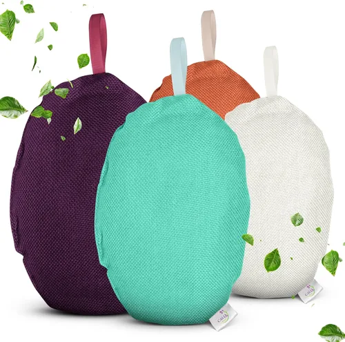 Vista 10 de Paquete de 4 bolsas purificadoras de aire de carbón de bambú de 7.05 oz cada una, absorbentes de olores para el hogar, automóvil, mascotas