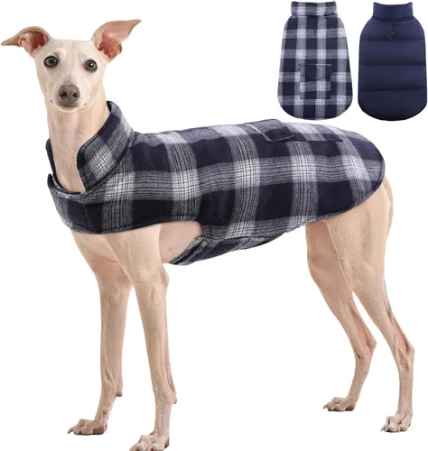Vista 13 de Kuoser - Abrigo de invierno para perro reversible de estilo británico, abrigo de clima frío para cachorros, ropa resistente al viento, chaleco