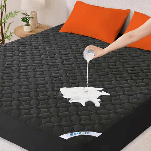 Vista 9 de BEDLORE Protector de colchón impermeable Queen, protector de colchón suave Blanco