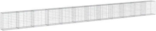 Vista 114 de vidaXL Cesta de gavión con tapa, 39.4 x 19.7 x 39.4 pulgadas, hierro galvanizado rectangular, resistente a la intemperie, montaje sin herramientas