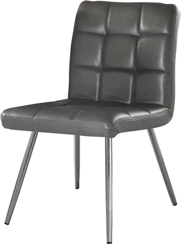 Vista 7 de Monarch Specialties Silla de comedor de 2 piezas, 2 piezas, 39 pulgadas de alto, aspecto de piel gris, cromo, 17.25 pulgadas de largo x 20.25
